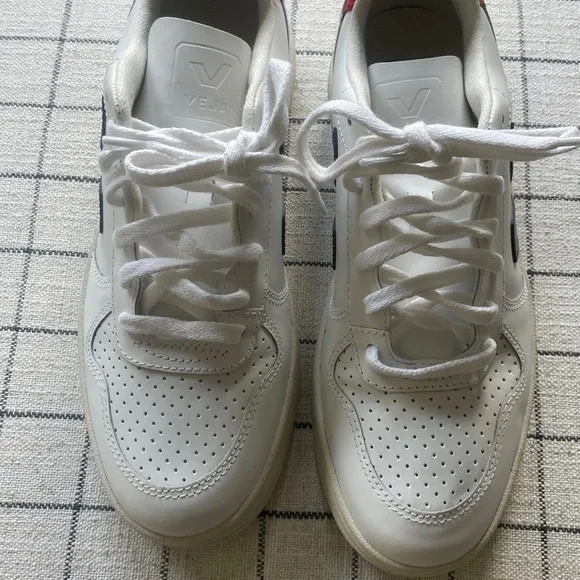 Veja White and Navy Athletic Shoes - Picture 4 of 7